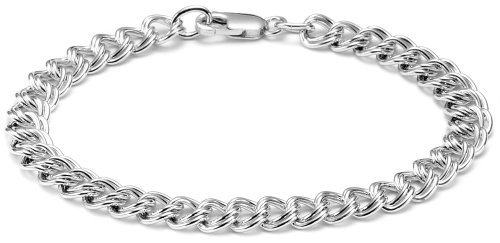 Sterling Silver Flat Link Charm Bracelet, 7