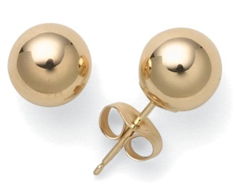 Beautiful 14k Yellow Gold 7mm Ball Earrings