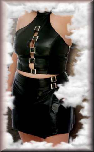 Sexy y2 Diva Leather School Girl Skirt shown with Bustier (DIVA5-500X) in Queen Plus Size 1X, 2X or 3X