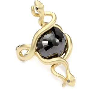 Borgioni Double Snake 9.04 ct. Black Diamond Center Stone Ring, Size 7 Design