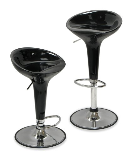 Winsome 93131 Air Lift Adjustable Stool Black w/Chrome (Set of 2)