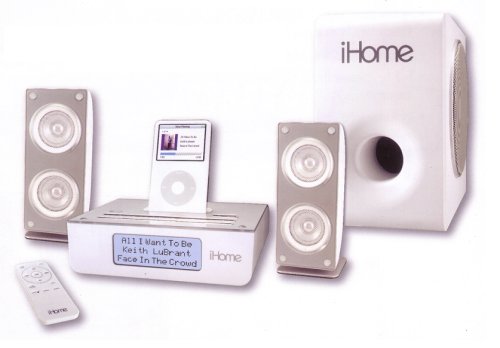 iHome iH52W Bookshelf System for iPods with AM/FM Radio (White)