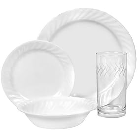 Corelle Impressions 16-Piece Set with Drinkware, Service for 4, Enhancements by Dinnerware