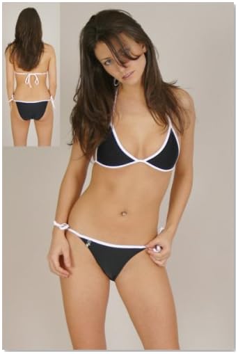 Sexy Bikini Designline Connected Top and Rio Tie Bottom (White/Black)