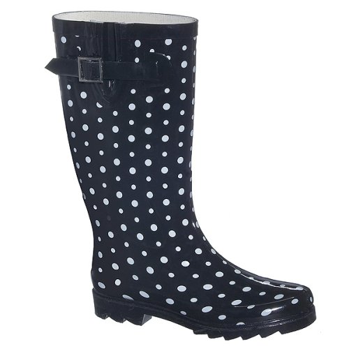 Ditsy Dots Rainboots - Black/White 