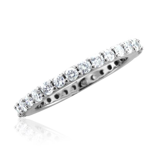 Certified 14k White Gold Diamond Eternity Band Bridal Ring (GH, SI-I, 1.00 carat) - Yellow Gold Available