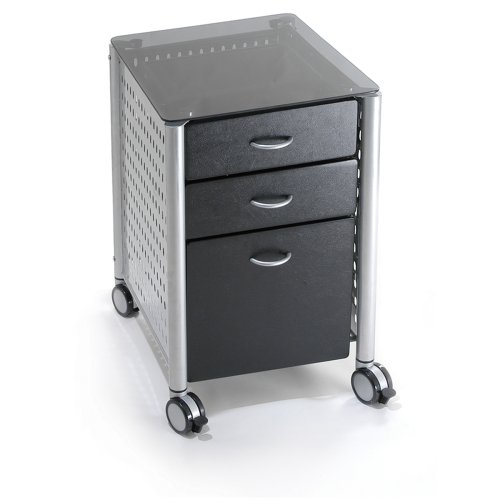 LEDA KG02 Filing Cabinet, Black Glass 