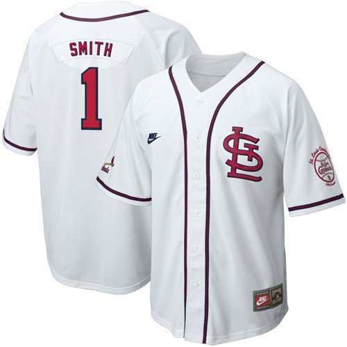 Nike St Louis Cardinals #1 Ozzie Smith White Cooperstown Player Jersey