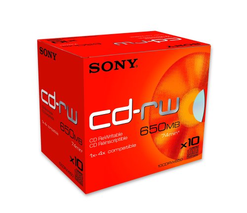Festplatten: Sony CD-RW 10Pk. CD RW Rohling 74min 650MB 4xSp. JewelCase