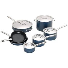 Farberware Millennium Satin Enamel Nonstick 12-Piece Cookware Set, Steel Blue by Farberware Millennium