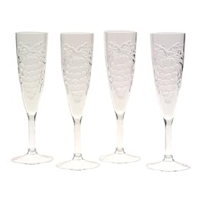 Jubilee 6 Ounce Acrylic Embossed Graped Champagne Flute Set of 4 (A-506) by Jubilee Acrylic