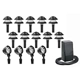 Malibu Outdoor Lighting Kit with Ten Path Lights, Four FloodLights, and 60-Watt Power Pack, Black