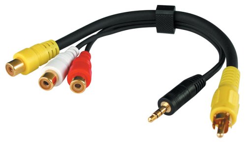 Lautsprecher: Lindy AV (Audio-Video)-Adapterkabel 10cm, 3xRCA f / 1xRCA m (Video) + 1x3,5 mm m (Stereo)