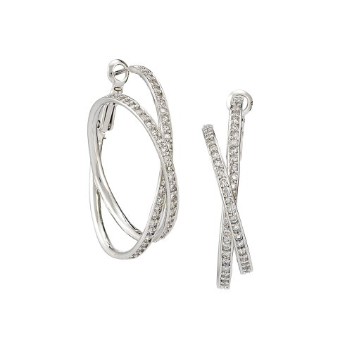 Sterling Silver Cubic Zirconia Criss-Cross Hoop Earrings By Crislu