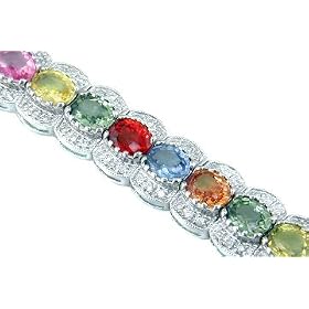 14KT White Gold 15.89 cttw. Multi-Sapphire & Diamond Bracelet: Jewelry & Watches: Jewelry Pot from amazon.com