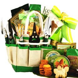 The Gourmet Gardener Gift Tote of Tools & Treats - Great Gardening Gift Basket!
