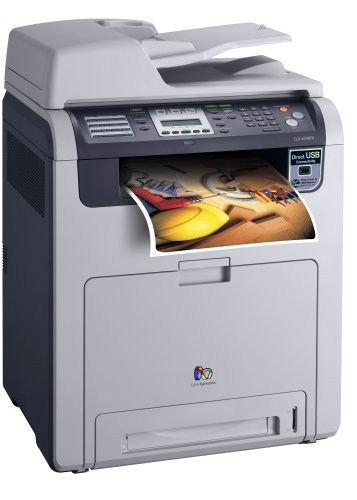 Samsung CLX-6210FX - Multifunction ( fax / copier / printer / scanner ) - color - laser - copying (up to): 21 ppm (mono) / 21 ppm (color) - printing (up to): 21 ppm (mono) / 21 ppm (color) - 350 sheets - 33.6 Kbps - Hi-Speed USB, 10/100 Base-TX