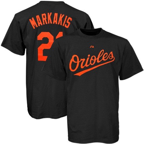 Majestic Baltimore Orioles #21 Nick Markakis Black Players T-shirt