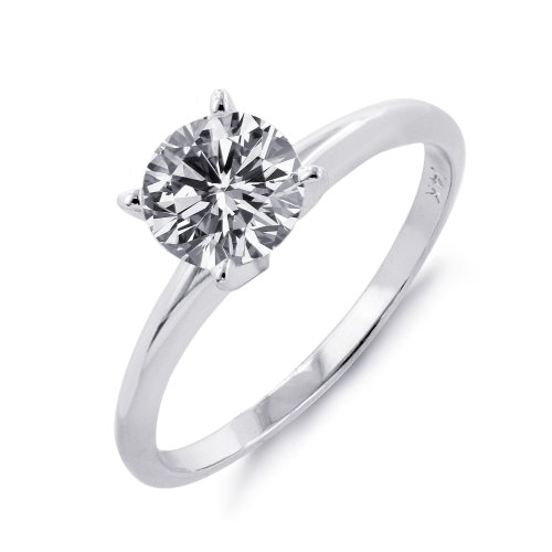 14k White or Yellow Gold Round 4-Prong Solitaire Diamond Ring (1/4 ct, I-J Color, I1-I2 Clarity) 