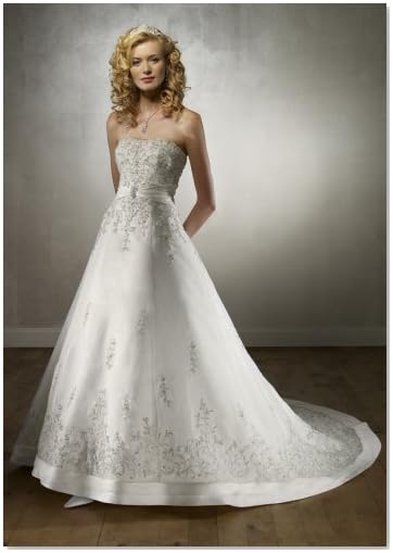 Organza Trimmed with Duchess Satin Wedding Dress