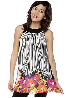 Rare Editions Striped Floral Border Dress Girls- Sweet dress