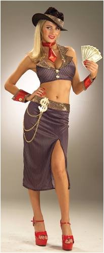 Sexy Womens Costume Sexy Glamour Black Pinstripe Skirt Set Mobster Gangster Pimp n Ho Party Outfit