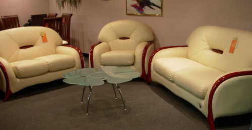 Modern/Contemporary Beautiful White Leather 3pc Living Room Set, (FREE_SHIPPING)