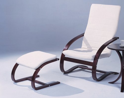 Cappuccino and White Finish Chair w/Ottoman