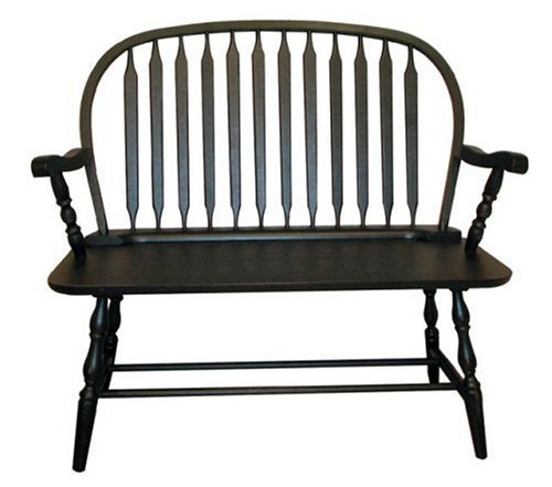 Carolina Cottage Colonial Windsor Bench, Antique Black