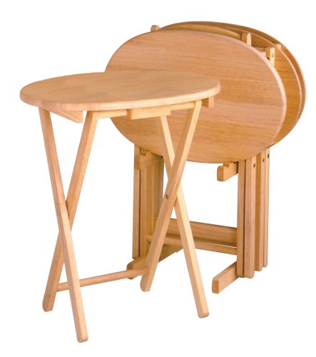 Winsome Wood 5-Piece Oval TV Table Set, Natural