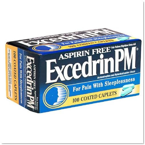 Excedrin PM Acetaminophen and Diphenhydramine Citrate Coated Caplets, Aspirin Free, 100-Count Bottles (Pack of 2) 