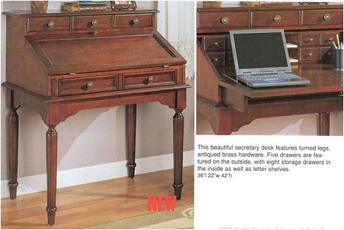 Beautiful Wood Secretary Office Desk Table w/Storage Drawers 