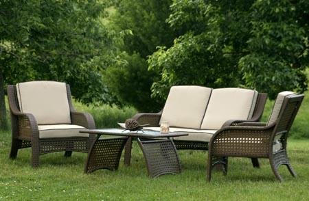 4pc Outdoor Wicker Chat Set - Mocha