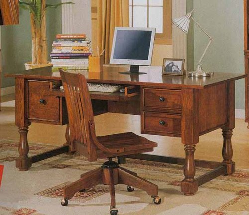 Wood Desk And Matching Armless Chair