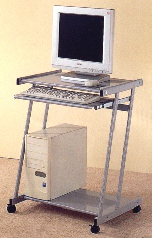 Contemporary Silver Finish Computer Workstation Office Desk/Table