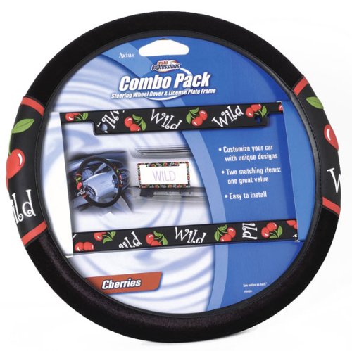 Cherries Combo Pack (Steering Wheel Cover and Licence Plate Frame) 