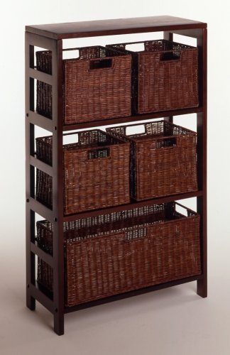 Winsome 92425 Espresso Beechwood SHELF 3-SECT WIDE 