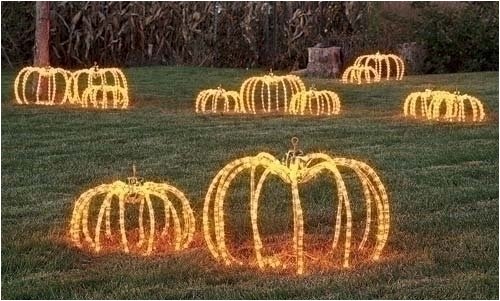 3-Piece Set Of Orange 3-Dimensional Rope light Pumpkins Yard Art #98103S