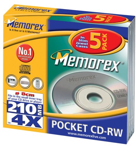 MP3 Player: Memorex 4x Mini-CD-RW 210MB Rohlinge Slim Jewel Case 5er Pack