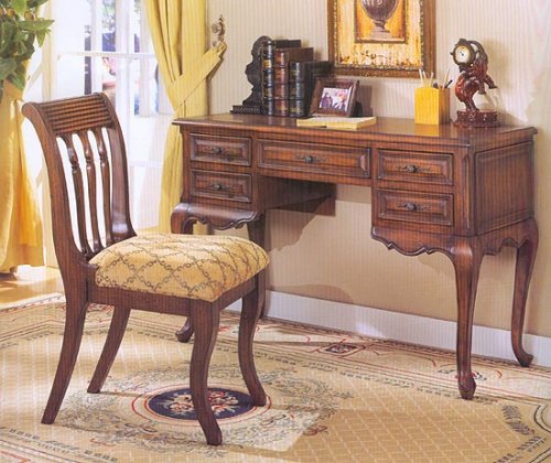 Brown Cherry Writing Desk With Chair 