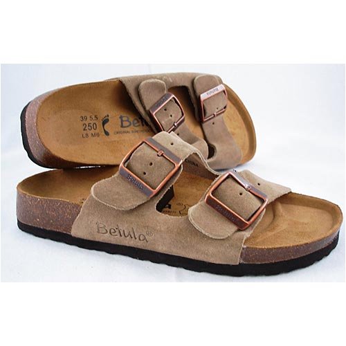 Betula Licensed by Birkenstock Taupe Tan Suede 2 Strap Sandal 