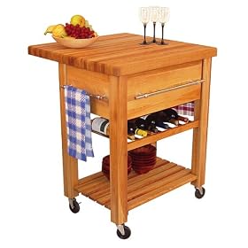 Baby Grand Work Center with Drop Leaf and Wine Rack - Natural by 