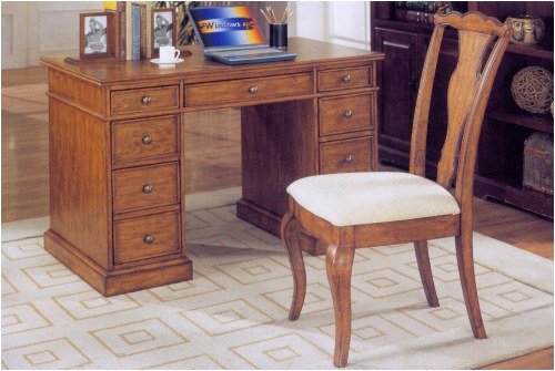 2 Piece 9 Drawer Writing Desk With Chair Set 