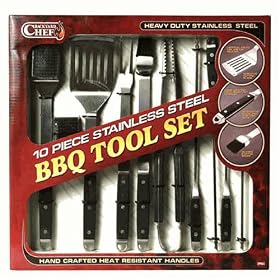 Backyard Chef 10 Pc Stainless Steel BBQ Tool Set. by Chef'n