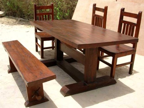 Solid 6 PC Wooden Dining Dinette Room Set Furniture NEW