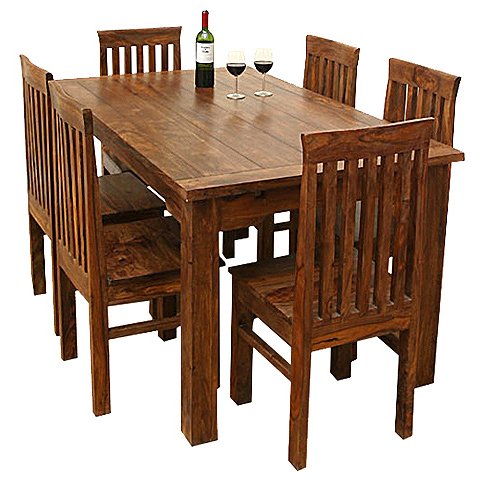 7 Pc Solid Wood Mission Kitchen Dining Table Set Furniture