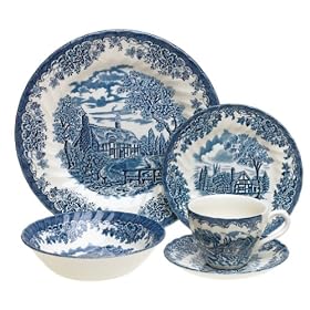 Churchill China Brook Blue 20-Piece Dinnerware Set, Service for 4 by Churchill China