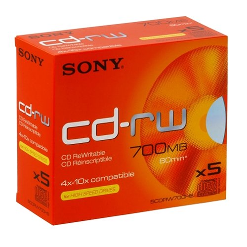 Festplatten: Sony CDRW 700 HSD CD-ReWritable 4x- 12x Speed 700 MB Jewel Case 5er Pack