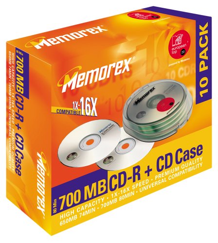 MP3 Player: Memorex CD-R 700MB (max. 16x) CD-Rohlinge (inkl. MTV CD-Case)