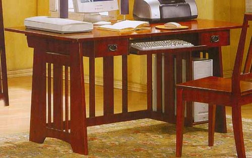 Wood Computer Desk And Side Chair Set